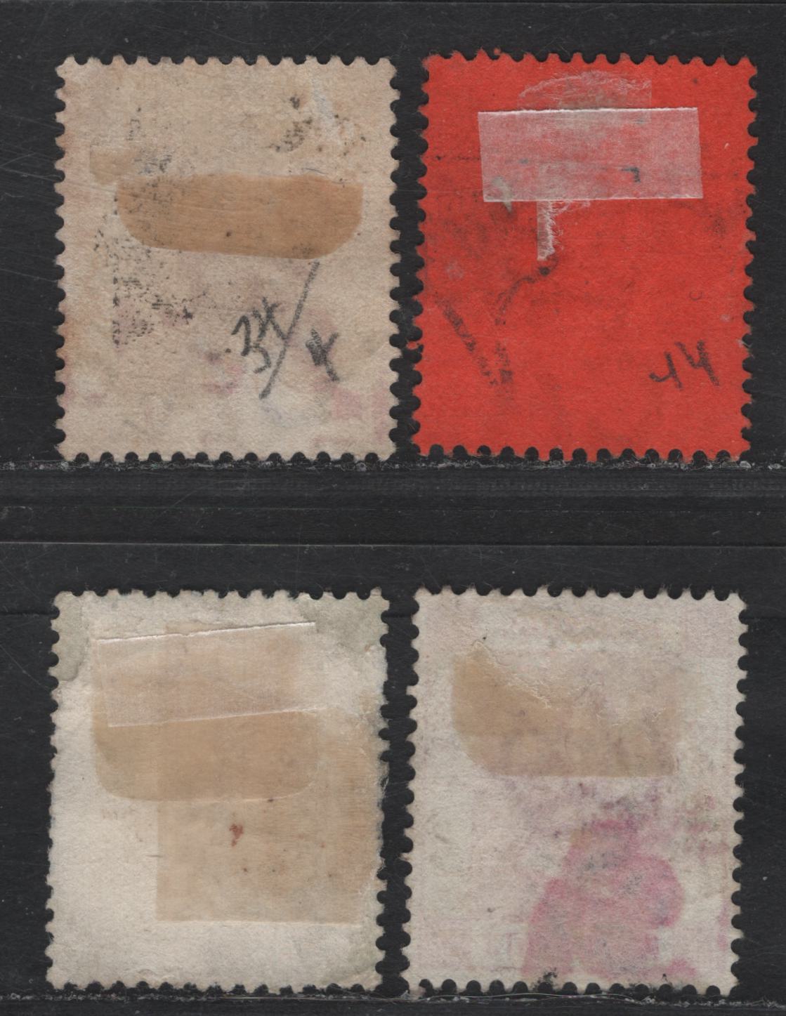 Lot 201 (C) Hong Kong SG#33, 38, 56-57 2c - 4c Carmine Queen Victoria, 1882-1901 Queen Victoria Keyplates Issue, 4 Fine/Very Fine Used Singles, Crown CA Wmk