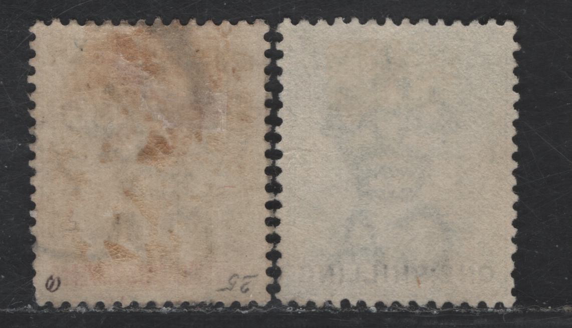 Lot 231 Lagos SG#38-39 1/- - 2/6 Yellow Green & Black - Yellow Green & Carmine Queen Victoria, 1887-1902 Queen Victoria Bicolored Keyplate Issue, 2 Very Fine Used Singles, Crown CA Wmk