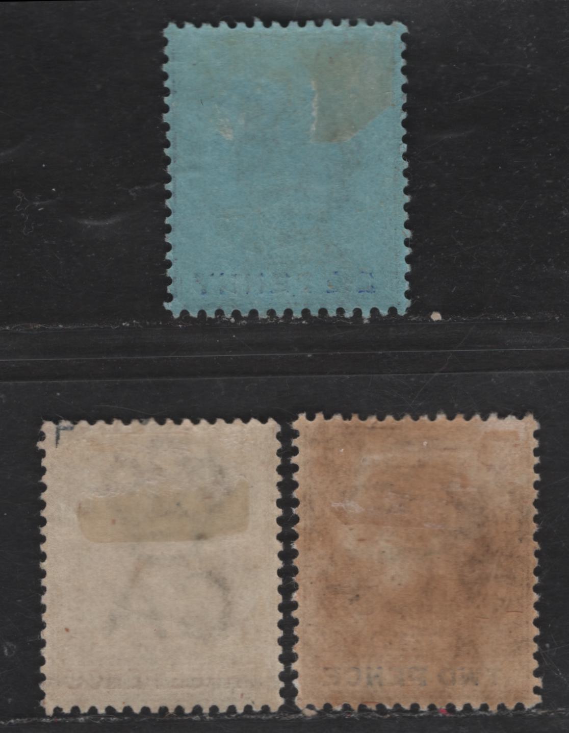 Lot 232 Lagos SG#47-48, 56 2d - 3d Dull Purple & Blue - Dull Purple & Brown King Edward VII, 1904-1906 King Edward VII Issue, 3 VFOG Singles, Crown CA & Multiple Crown CA Wmks