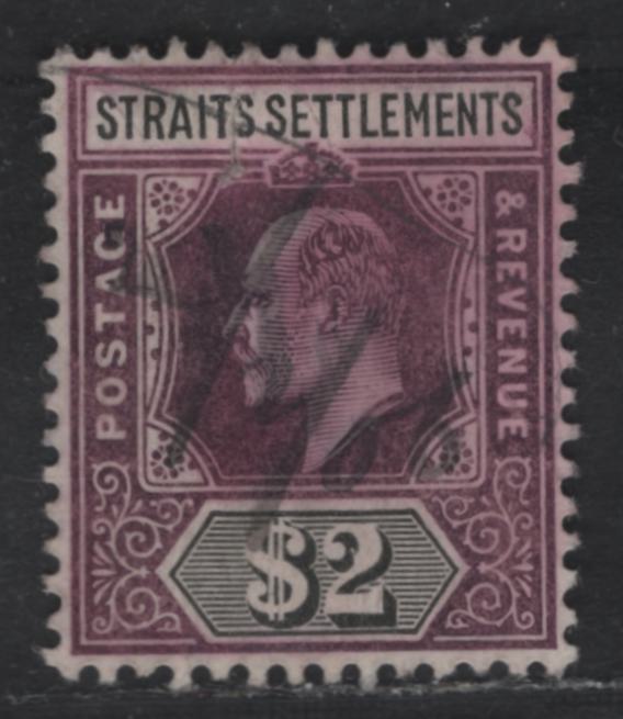 Lot 246 Straits Settlements SG#137 $2 Dull Purple & Black King Edward VII, 1904-1910 Kign Edward VII Keyplates, A Very Fine Used Single, Multiple Crown CA Wmk, Revenue Cancel