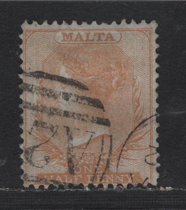 Lot 248 (C) Malta SG#1 1/2d Buff Queen Victoria, 1860-1863 Queen Victoria Keyplates, A Good Used Single, Unwaterarked, Bluish Paper, Horizontal Tear At Lower Left.