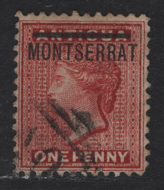 Lot 258 (C) Montserrat SG#6 1d Red Queen Victoria, 1883 Queen Victoria Courbould Head Issue, A Very Fine Used Single, Crown CA Wmk, Perf 12