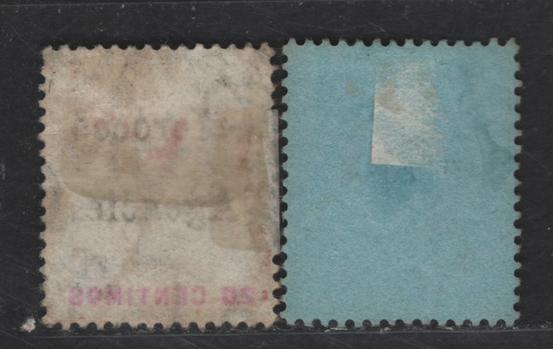 Lot 262 Morocco Agencies SG#26-27 20c - 25c Gray Green & Carmine - Purple & Black On Blue King Edward VII, 1905-1906 King Edward Vii Overprinted Issue, 2 Fine/Very Fine Used Singles, Multiple Crown CA Wmk