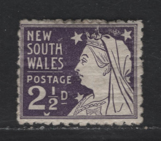 Lot 266 New South Wales SG#295 2.5d Purple Arms - Queen Victoria, 1897-1899 Arms - Queen Victoira Issues, A FOG Single, Extensive Gum Crackling, Sideways Crown Over NSW Wmk With Wide Gap