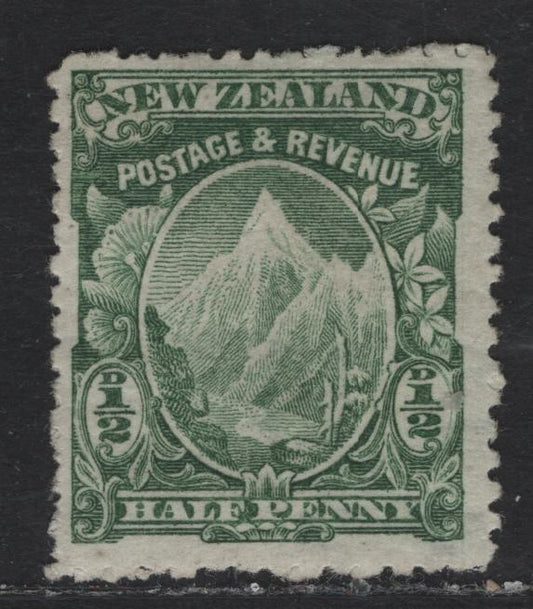 New Zealand SG#302 1/2d Green Mount Cook, 1902-1907 Pictorial Issue, A FOG Single, Perf 14, Single Wmk
