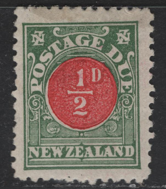 Lot 286 New Zealand SG#D17 1/2d - 6d Red & Deep Green Numeral, 1902 Postage Dues, A VFOG Single, Unwatermarked, Perf 11
