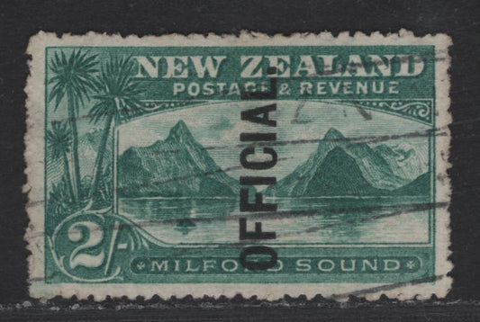 Lot 288  (C) New Zealand SG#O66 2/- Blue Green Milford Sound, 1907-1911 Pictorials With Official Overprints, A Very Fine Used Single