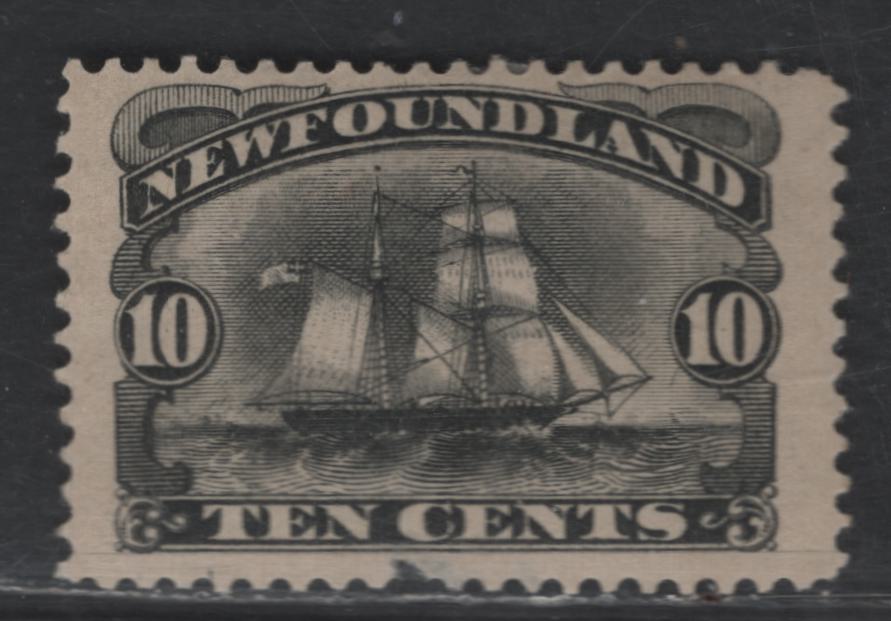 Lot 29 Newfoundland #59 10c Black Schooner, 1887-1898 5th Cents Issue, A VGOG Single, Adjustment For Pulled Perfs