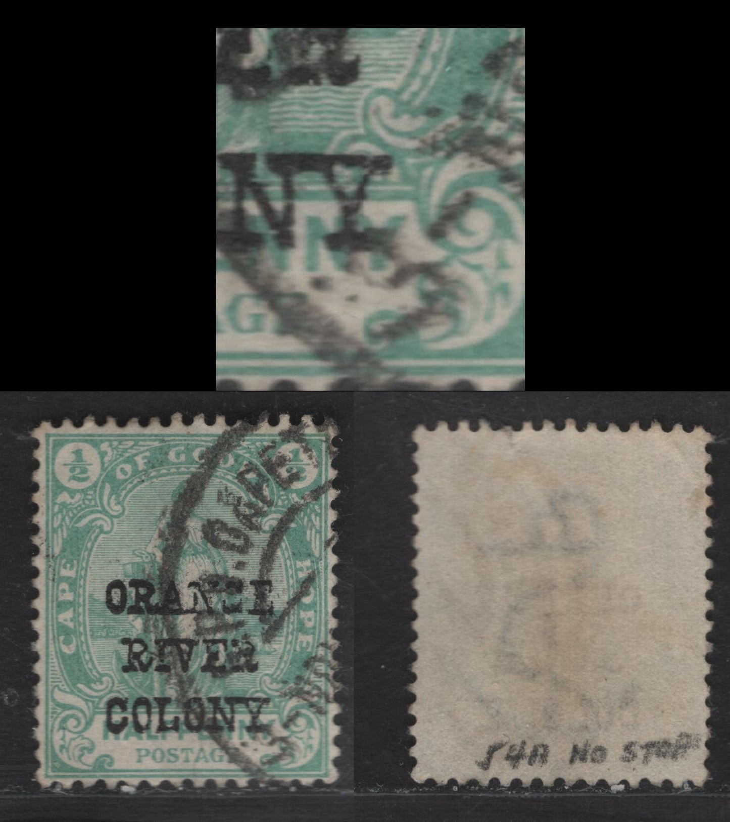 Lot 302 Orange Free State SG#133a 1/2d Green Hope, 1900-1902 Overprinted Issue, A Very Fine Used Single, Overprint Without Stop After Colony