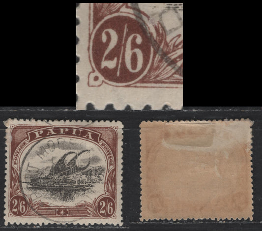 Lot 305  (C) Papua SG#83 2/6 Black & Brown Canoe, 1910-1911 Lakatoi Keyplate, A Very Fine Used Single, Double Lined Crown over A Wmk, Perf 12.5