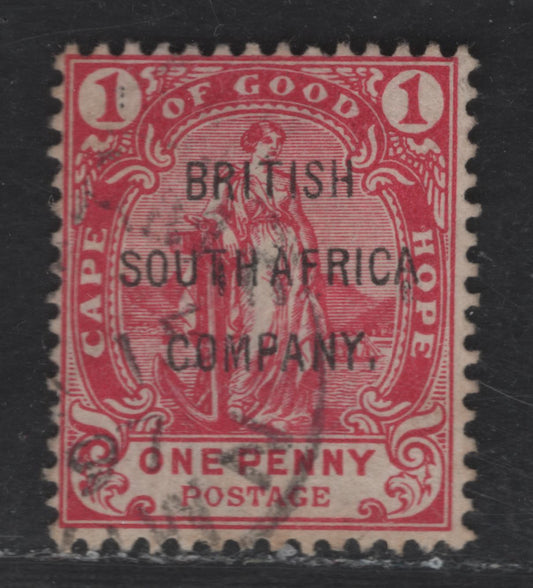 Lot 306  (C) British South Africa Company SG#59 1d Rose Red Hope, 1896 British South Africa Company Overprinted Issue, A Very Fine Used Single