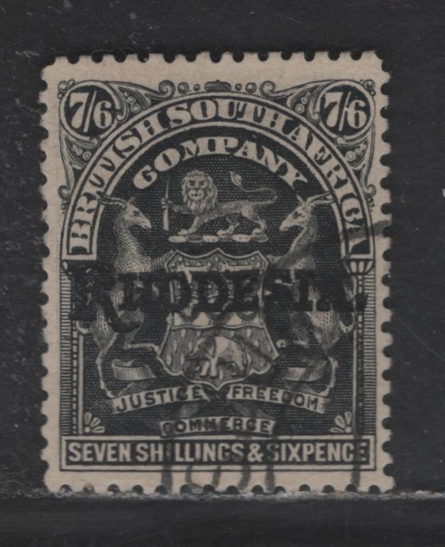 Lot 310  (C) Rhodesia SG#111 7/6d Black Arms, 1909-1912 Rhodesia Overprinted Issue, A Very Fine Used Single