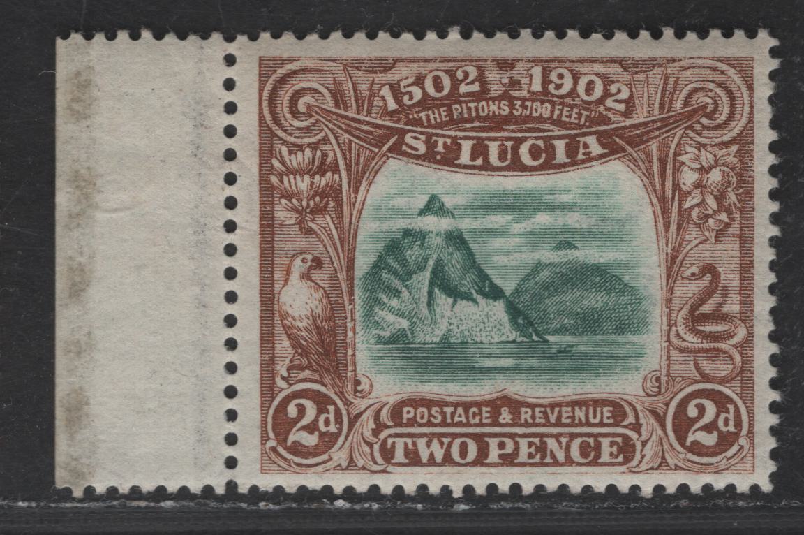 Lot 314 St. Lucia SG#63 2d Green & Brown Discovery by Columbus, 1902 Discovery by Columbus Issue, A VFNH Single