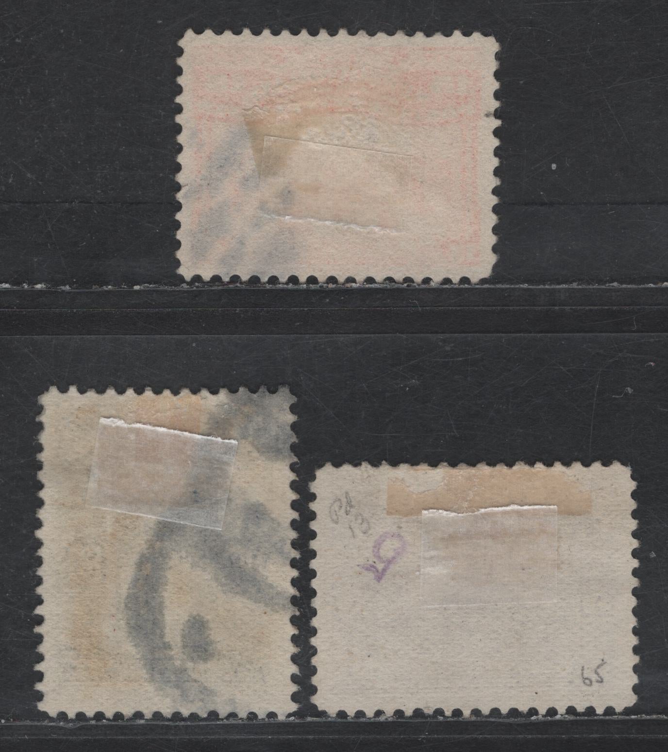 Lot 32 Newfoundland #65, 70, 74 5c - 60c Violet - Black Mining - King Henry VII, 1897 Discovery of Newfounfland Issue, 3 Fine/Very Fine Used Singles