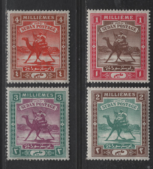 Lot 328 Sudan SG#18-21 1m - 4m Brown & Carmine - Vermillion & Orange Brown Arab Postman, 1902-1921 Arab Postman Issue, 4 F/VFNH Singles, Multiple Star & Crescent Wmk