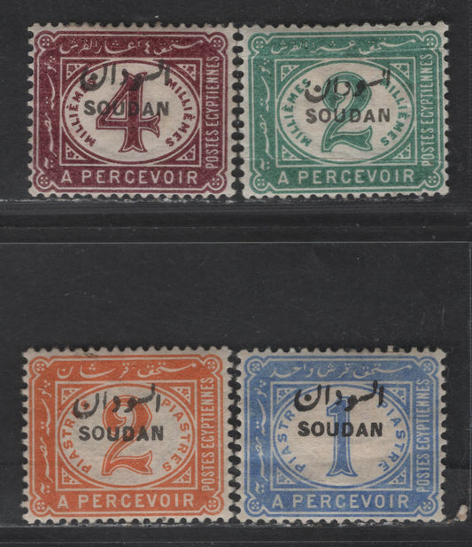 Lot 341 Sudan SG#D1-D4 2m - 2p Green & Orange Arab Postman , 1901-1926 Postage Dues, 4 VFOG Singles, Multiple Crescent & Star Wmk, Chalk Surfaced Paper