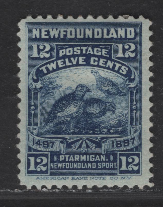 Lot 35 Newfoundland #69 12c Dark Blue Willow Ptarmigan, 1897 Discovery of Newfounfland Issue, A FOG Single