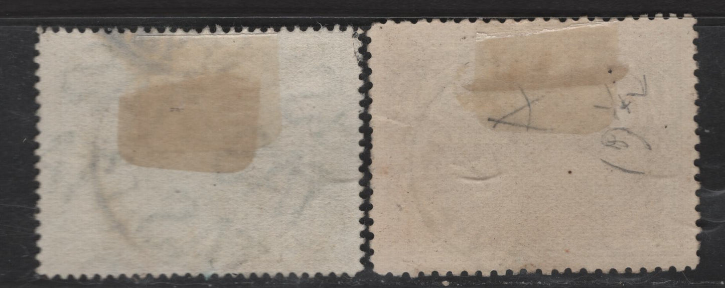 Lot 354  (C) Tasmania SGSG#229, 253 1/2d - 3d Dark Green - Sepia Lake Marion - Spring River, 1899-1911 Pictorial Issue, 2 Very Fine Used Singles, Multiple 'TAS' & Sideways Double Lined Crown over A Wmks