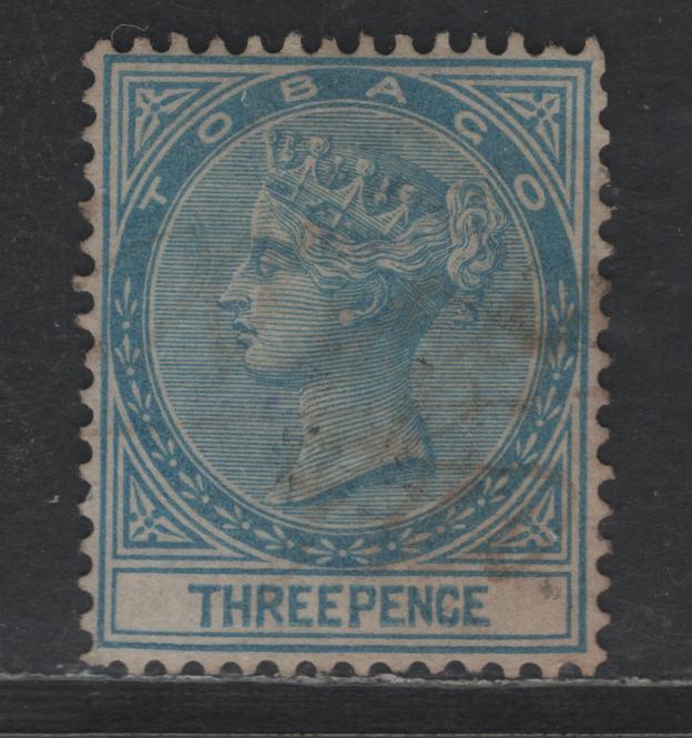 Lot 355  (C) Tobago SGSG#2 3d Blue Queen Victoria, 1879-1880 Queen Victoria Revenue Provisional Issue, A Very Fine Used Single, Crown CC Wmk