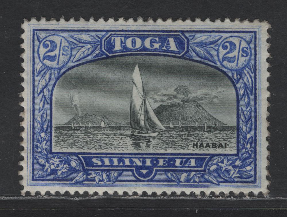 Lot 359  (C) Toga SGSG#51a 2/- Black & Ultramarine View of Haapai, 1897 Pictorial Issue, A VFOG Single, Sideways Turtle Wmk