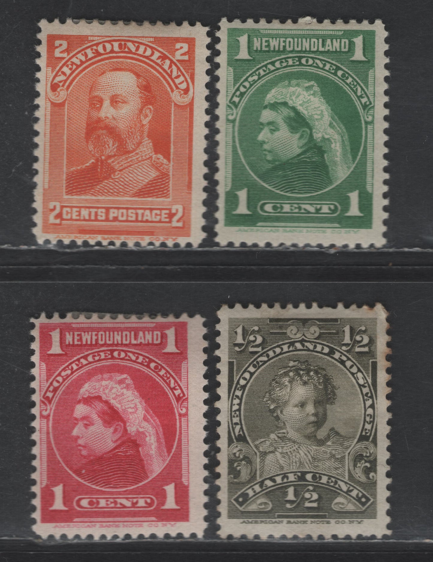 Lot 36 (C) Newfoundland #78-81 1/2c - 2c Olive Green - Orange King Edward VIII As A Child- King Edward VIII, 1897-1901 Royal Family Issue, 4 FOG Singles, Some Toning On 1/2c