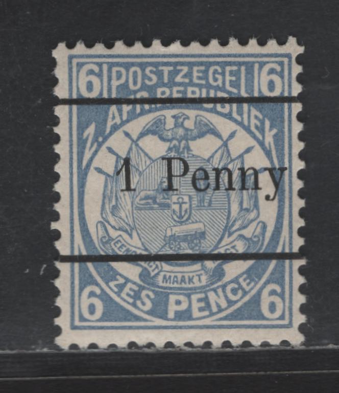 Lot 365 (C) Transvaal SG#197 1d On 6d Blue, 1893 Surcharge Issue, A VFOG Single Perf 12 1/2. Small Holes & Crackly Gum Indicating It Is Original