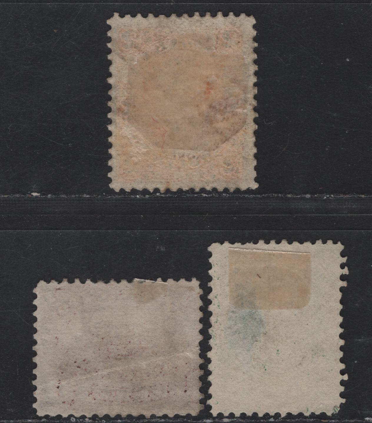 Lot 4 (C) New Brunswick #6-8 1c - 5c Red Lilac - Yellow Green Locomotive - Queen Victoria, 1860 Cents Issue, 3 Good/Very Good/Fine OG & Unused Singles, Perfs 12 & 12x1175, 5c Has A Large Thin, 1c Has A Crease, 2c Has Gum on the Face