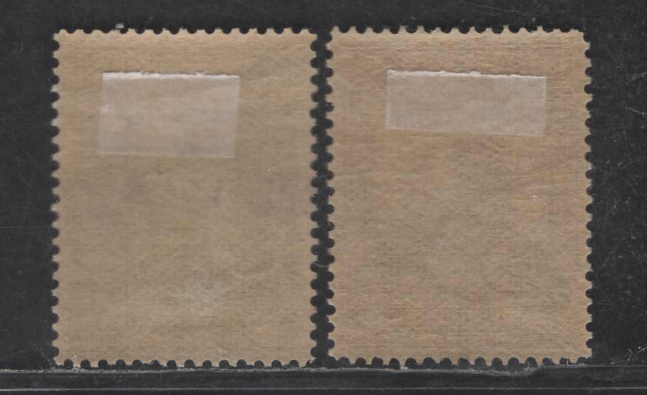 Lot 46 Newfoundland #155, 159 14c - 30c Red Brown - Olive Brown Cabot Tower - General Post Office, 1928 Pictorial Issue, 2 VFOG Singles, Line Perf 14