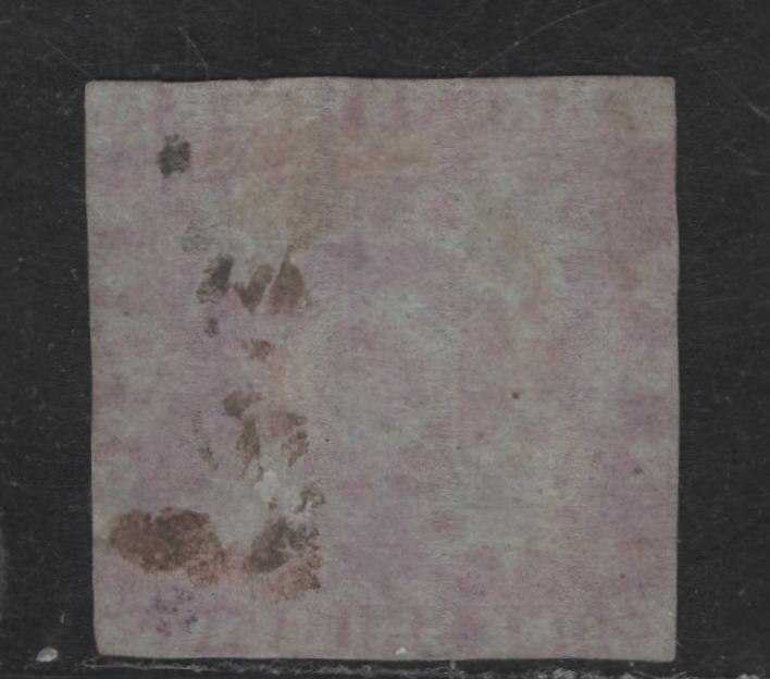 Lot 7 New Brunswick #4 1/- Dull Violet Flowers, 1851 Pence Issue, A Fair Used Single, More Than Acceptable Space Filler, With What I Consider to Be An Overly Harsh 2001 PF Certificate With What I Assume To Be 2 Incorrect Assertions