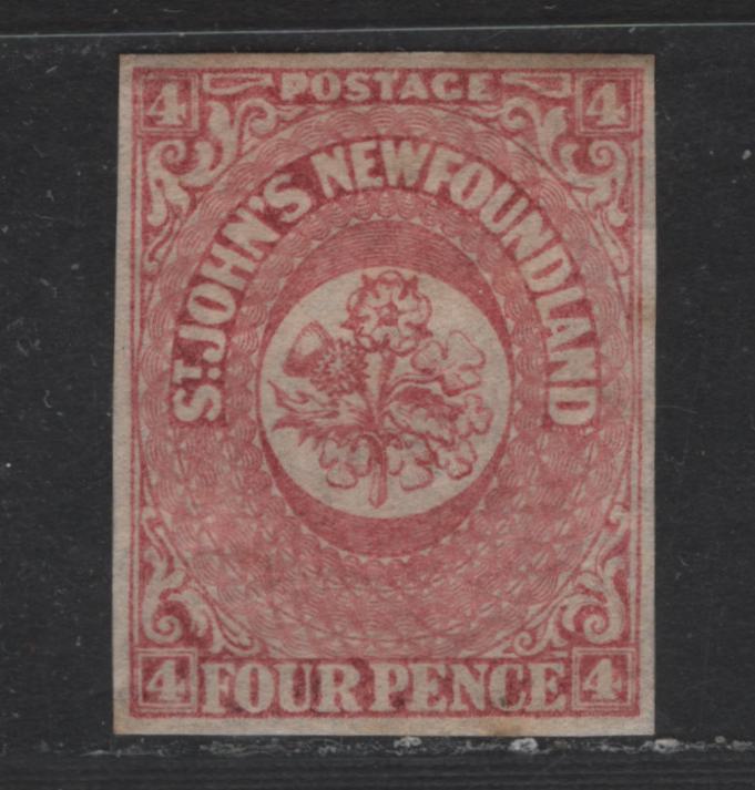 Lot 8 Newfoundland #18 4d Rose Flowers, 1861-1862 3rd Pence Issue, A FOG Single