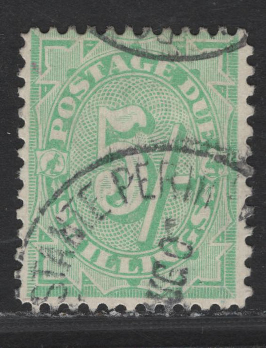 Lot 91 Australia SG#D59 5/- Dull Green Numerals, 1908-1909 Postage Dues, A Very Fine Used Single, Perf 12x11, Crown Over Single Lined A Wmk