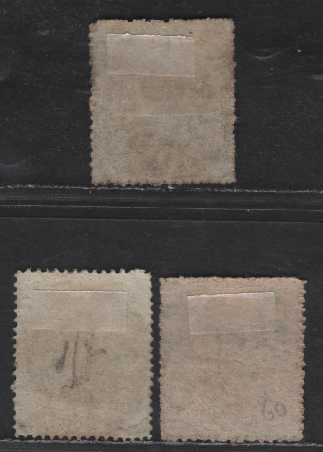 Lot 96 (C) Barbados SG#17, 29, 35 1/2d - 1/- Deep Green - Black Britannia, 1870-1871 Britannia Issues, 3 Fine/Very Fine Used Singles, Clean Cut, Perfs 14-16 & Rough 14-16, Unwatermarked