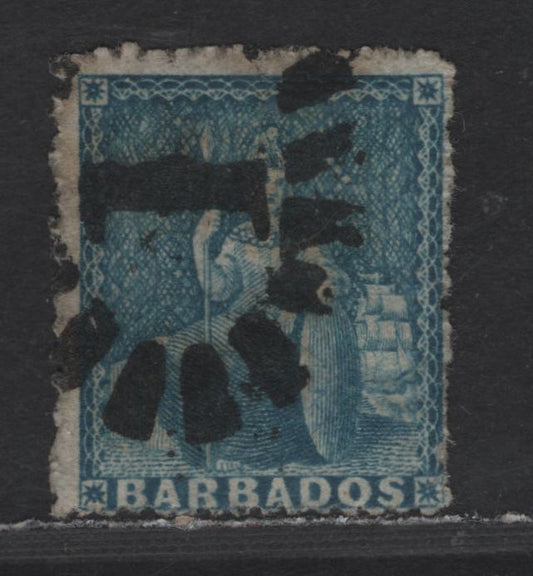 Lot 97 (C) Barbados SG#44 1d Blue Britannia, 1870-1871 Britannia Issue, A Very Good Used Single, Rough Perf 14-16, Large Star Wmk
