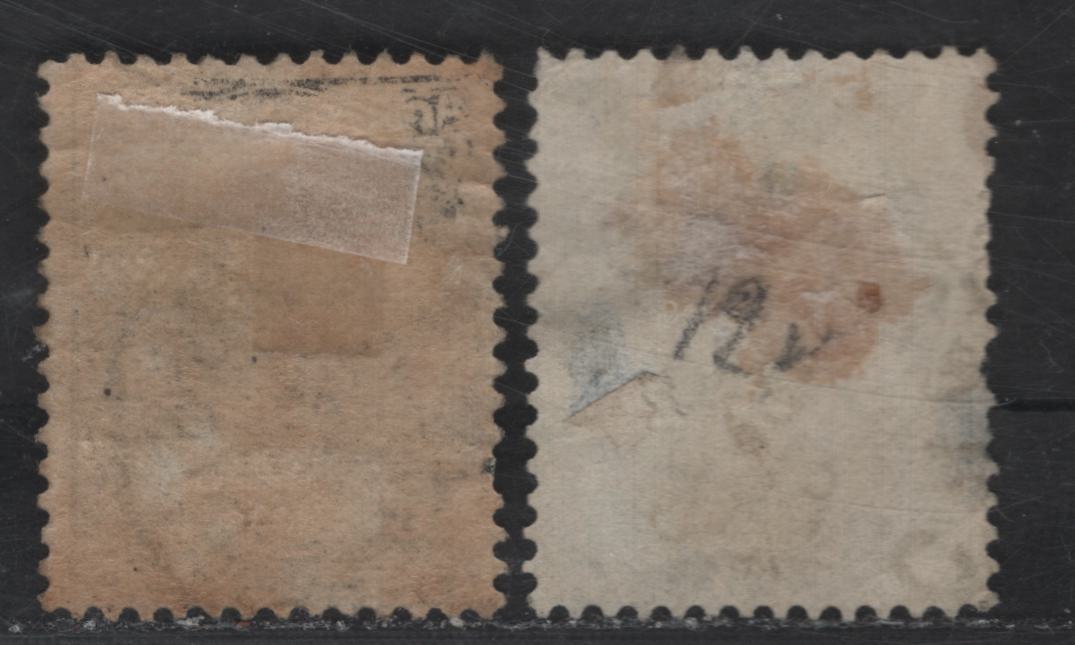 Lot 100 Belgium SC#46a, 47 20c - 25c Slate Gray - Blue Leopold II, 1883 Leopold II Sidefaces, 2 Very Good/Fine Used Singles, 25c Has A Thin