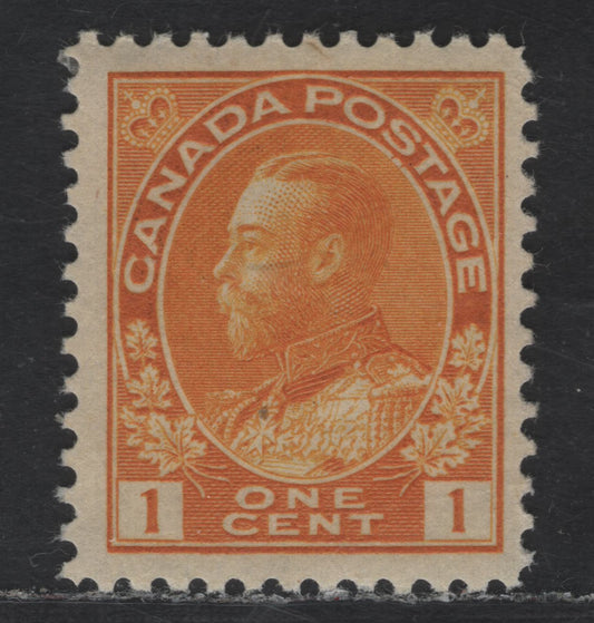 Lot 1 Canada #105i 1c Chrome Yellow King George V, 1911-1925 Admiral Issue, A VFOG Single, Wet Printing, Die 1, Retouched Frameline.