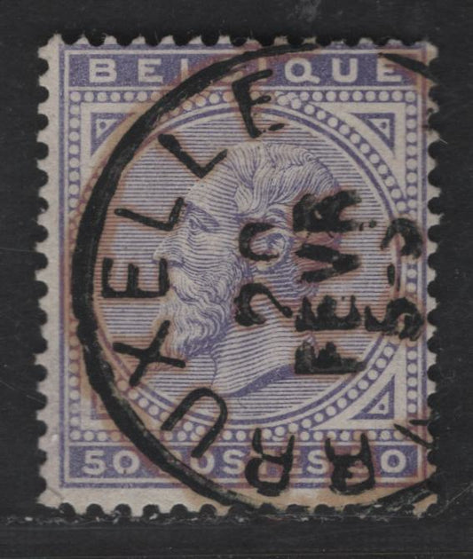 Lot 101 Belgium SC#46 50c Violet Leopold II, 1883 Leopold II Sidefaces, A Fine Used Single