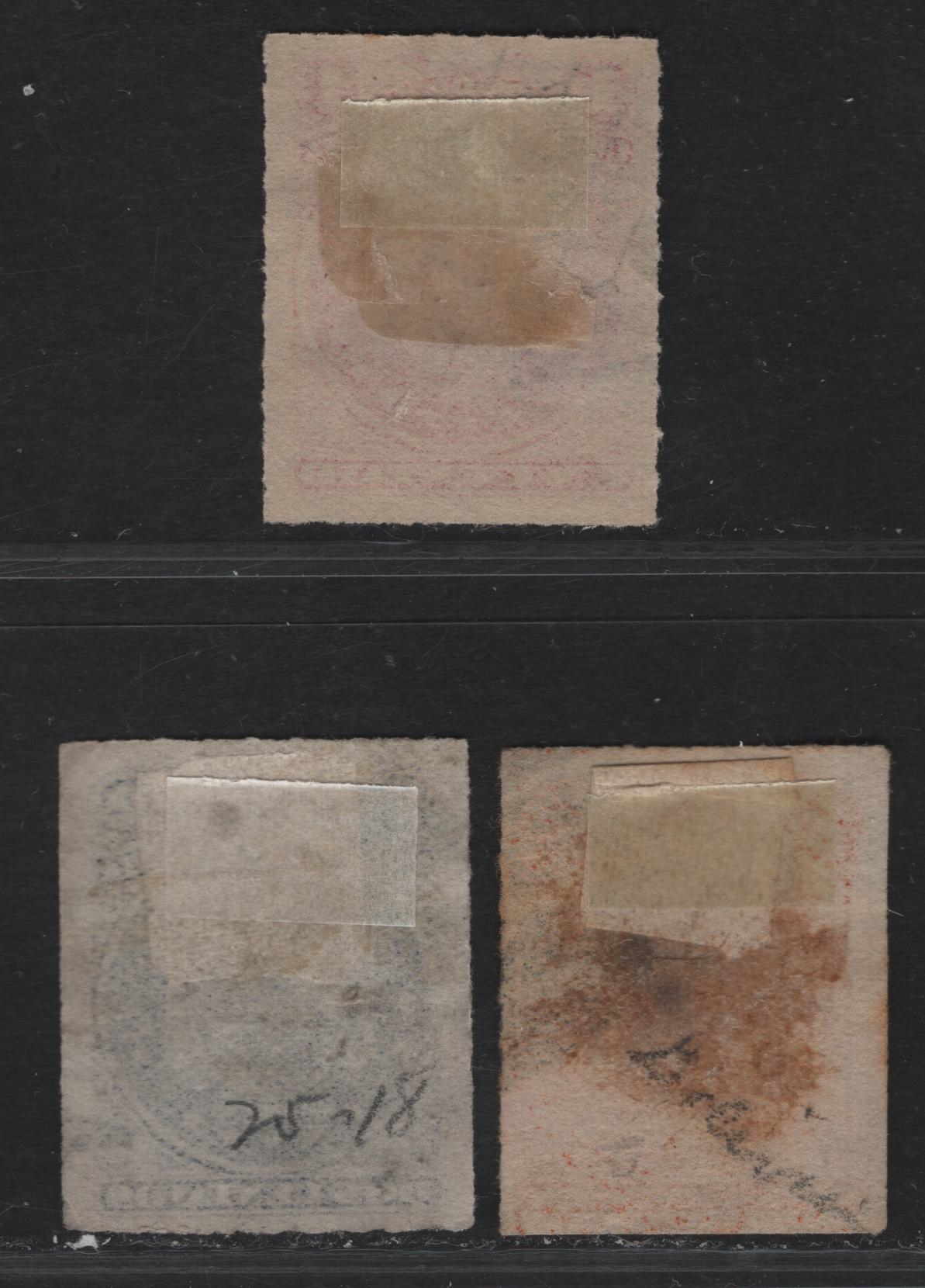 Lot 107 Bolivia SC#24-25, 27 1c - 10c Rose - Orange Coat of Arms, 1887 Coat of Arms Issue, 3 Very Fine Used Singles