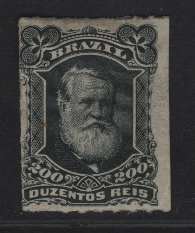 Lot 117 Brazil SC#73 100r Black Dom Pedro, 1878-1579 Rouletted Dom Pedro Issue, A FOG Single, White Beard