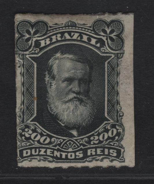 Lot 117 Brazil SC#73 100r Black Dom Pedro, 1878-1579 Rouletted Dom Pedro Issue, A FOG Single, White Beard