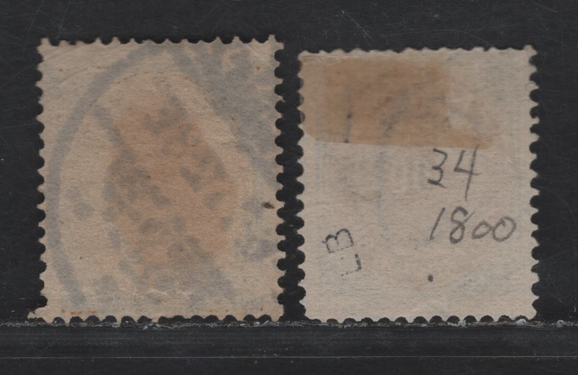 Lot 155 (C) Denmark SC#34 100o Gray & Orange - Slate & Orange Numeral, 1875-1879 Numeral Issue, 2 Fine Used Singles, Crown Wmk, Perf 14x13.5