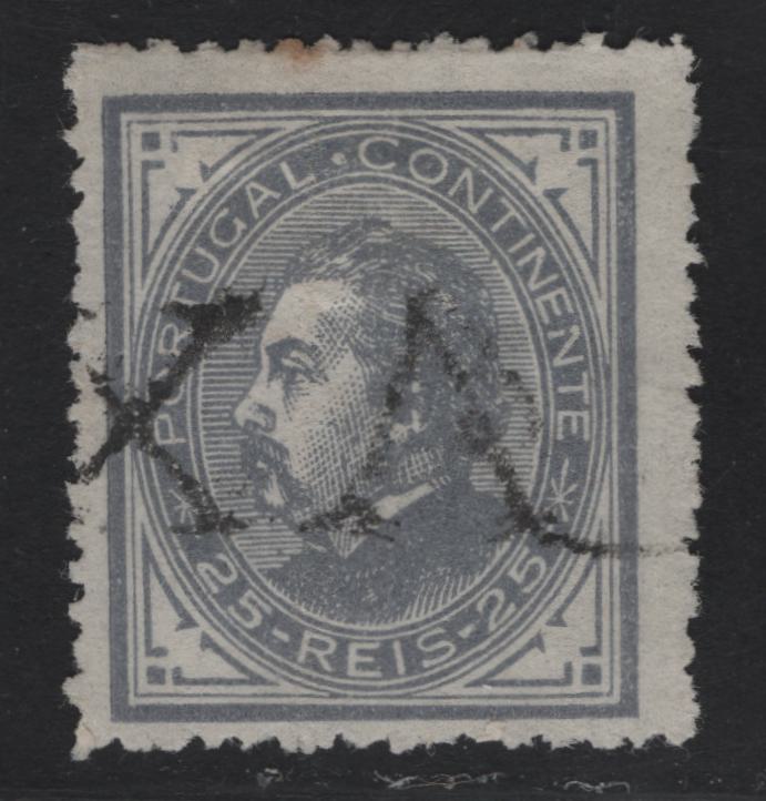 Lot 226 Portugal SC#53 25r Bluish Gray King Luiz, 1880-1881 King Luiz Issue, A Fine Used Single, Perf 13.5, Small Tone Spot At Top