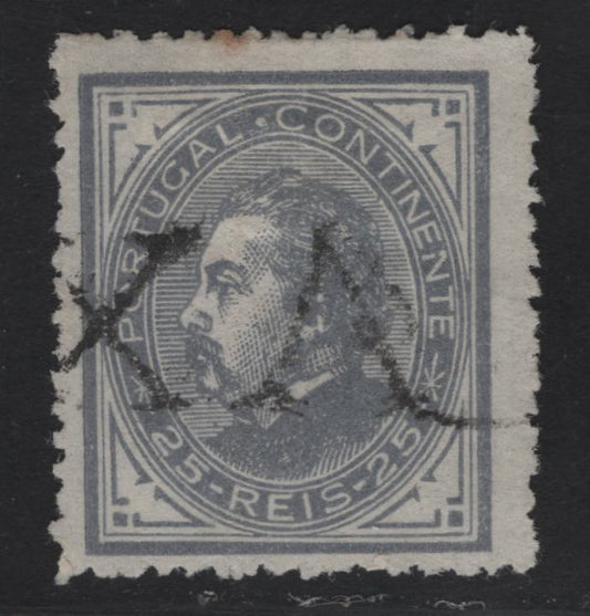 Lot 226 Portugal SC#53 25r Bluish Gray King Luiz, 1880-1881 King Luiz Issue, A Fine Used Single, Perf 13.5, Small Tone Spot At Top