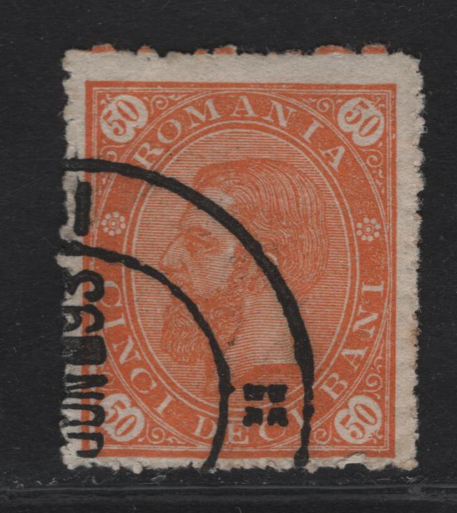 Lot 252 Romania SC#100 50b Orange King Carol I, 1890 King Carol I Profile Issue, A Fine Used Single, Arms Wmk