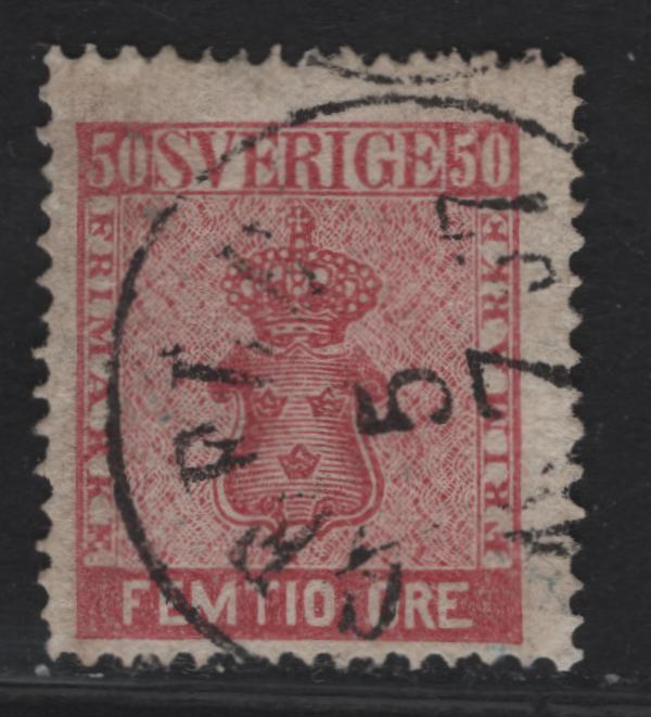 Lot 283 Sweden SC#12 50o Rose Arms, 1858-1862 Arms Issue, A Fine Used Single