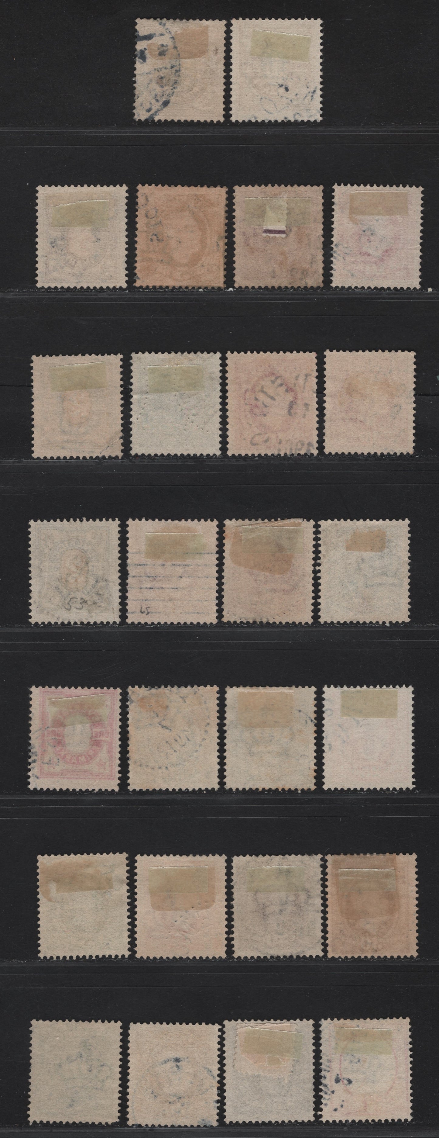 Lot 288 Sweden SC#52-56a, 57-60, 61-65 1o - 1k Brown & Ultramarine - Carmine & Slate Numerals - King Oscar II, 1891-1904 Numerals - King Oscar II Issue, 26 Fine/Very Fine Used SIngles, Additional Shades