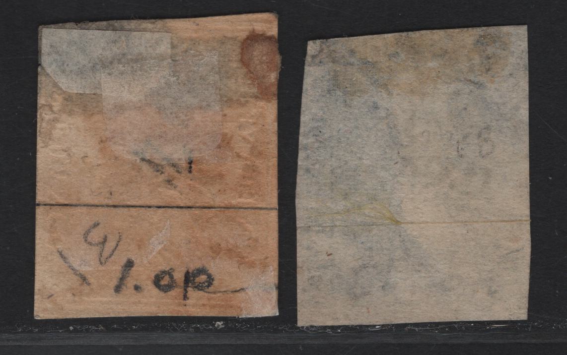 Lot 291 Switzerland SC#30-31 1fr Lavender Struebel, 1855-1857 Struebel Issue, 2 Ungraded Singles, Black & Yellow Silk Threads, Presentable But Faulty Examples Of These Rare Stamps