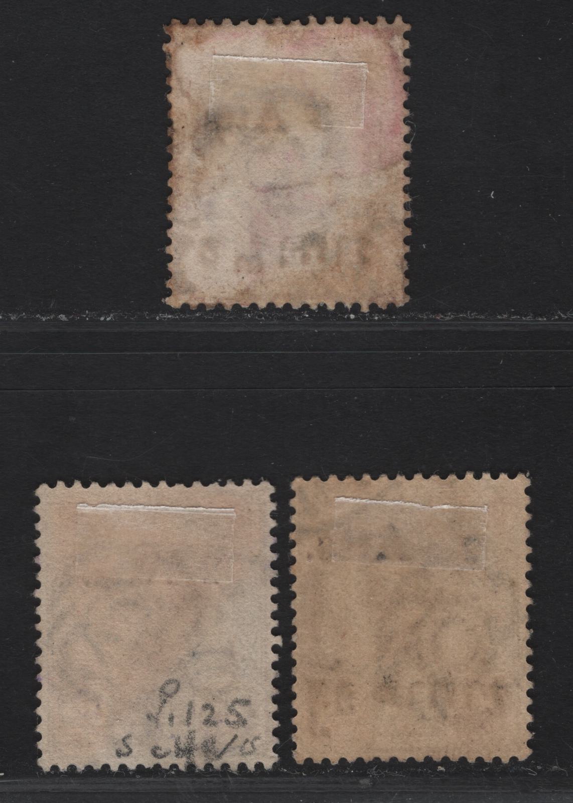 Lot 313 Thailand SC#41, 54, 60 2a on 64a - 3a on 12a Lilac & Orange - Lilac & Carmine King Chulalongkorn, 1892-1899 Surcharged Issue, 3 Very Fine Used Singles, Antique & Roman Fonts