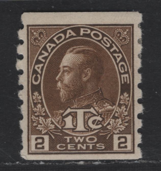 Lot 32 Canada #MR7 2c + 1c Brown King George V, 1916 War Tax Issue, A FOG Single, Die 2.