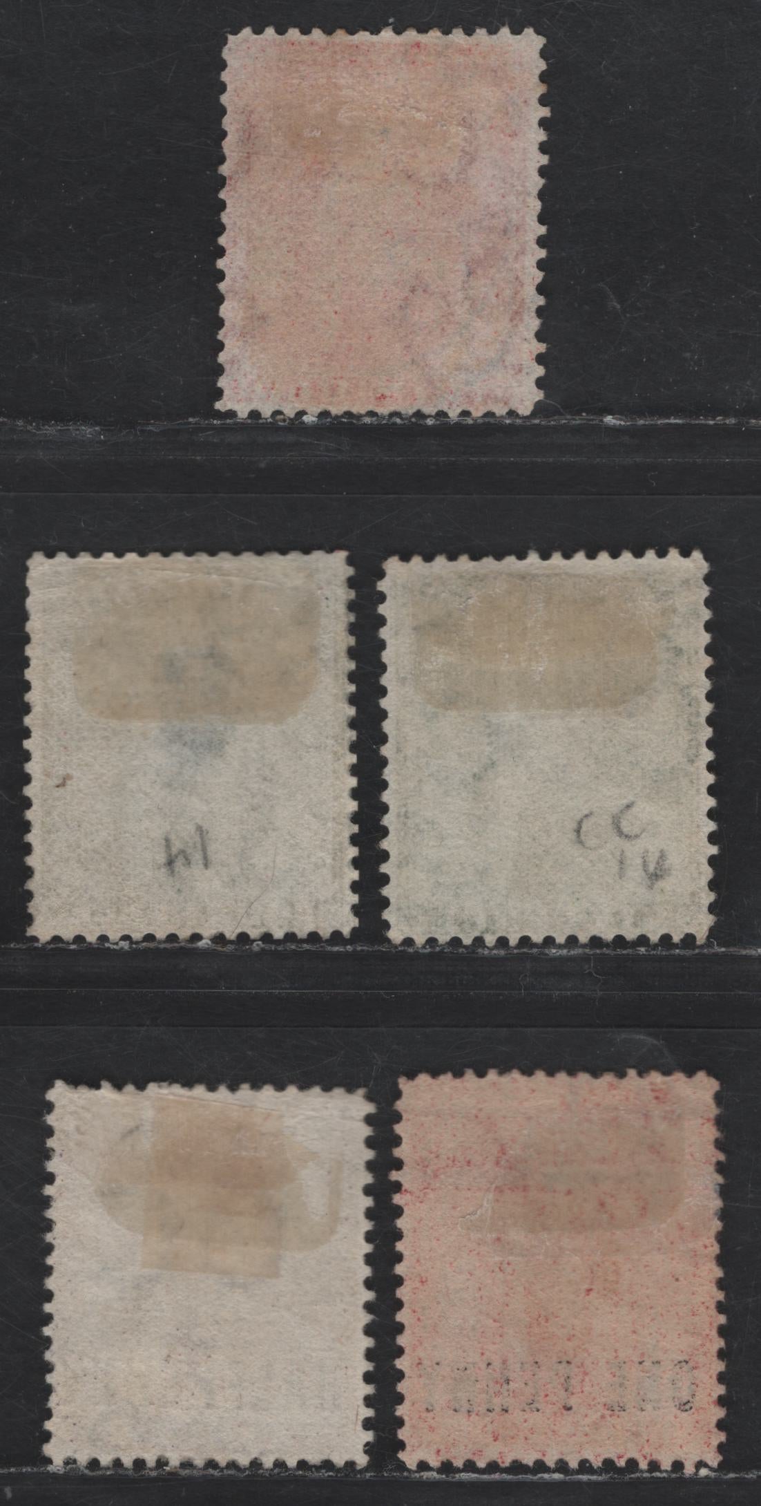 Lot 58 (C) Trinidad SG#75c, 76, 77, 98, 101 1d -6d Lake - Bright Yellowish Green Britannia, 1863-1882 Britannia Issues, 5 Fine/Very Fine Used Singles, Crown CC Wmk