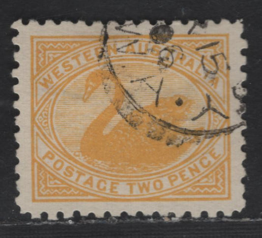 Lot 76 Western Australia SG#152 2d Yellow Swan, 1905-1912 Swans & Queen Victoria Issue, A Very Fine Used Single, Scarce Perf 11, This Is The First We Have Seen Or Offered